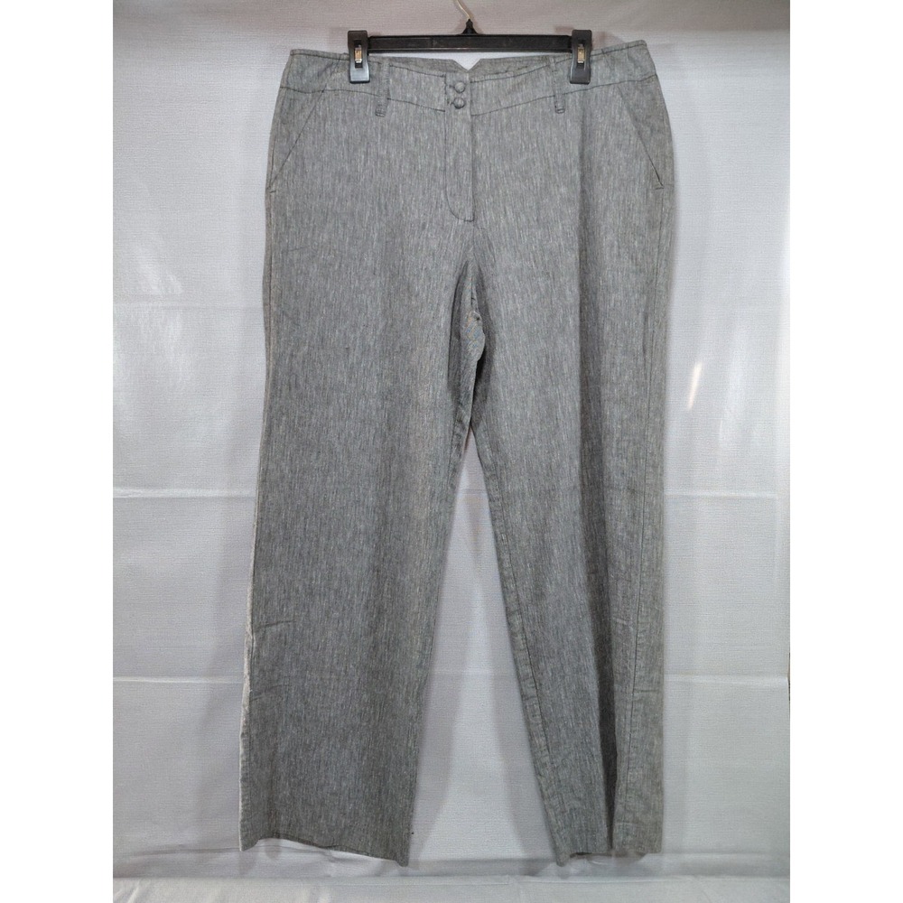 Cato Linen Blend Trousers Gray Women's Sz 16 Wide Leg Lightweight High Waisted